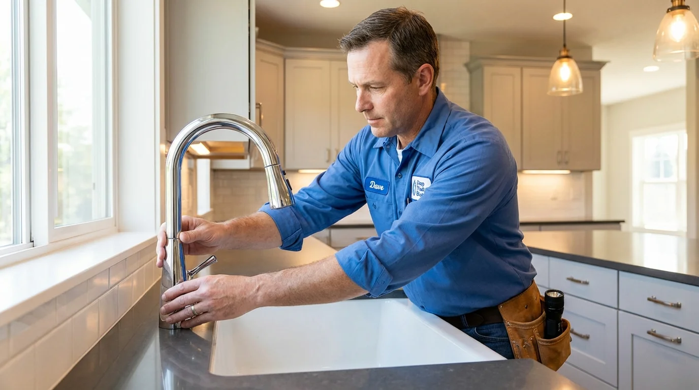 Kitchen faucet installation by Johns Plumbing LLC in Olcott